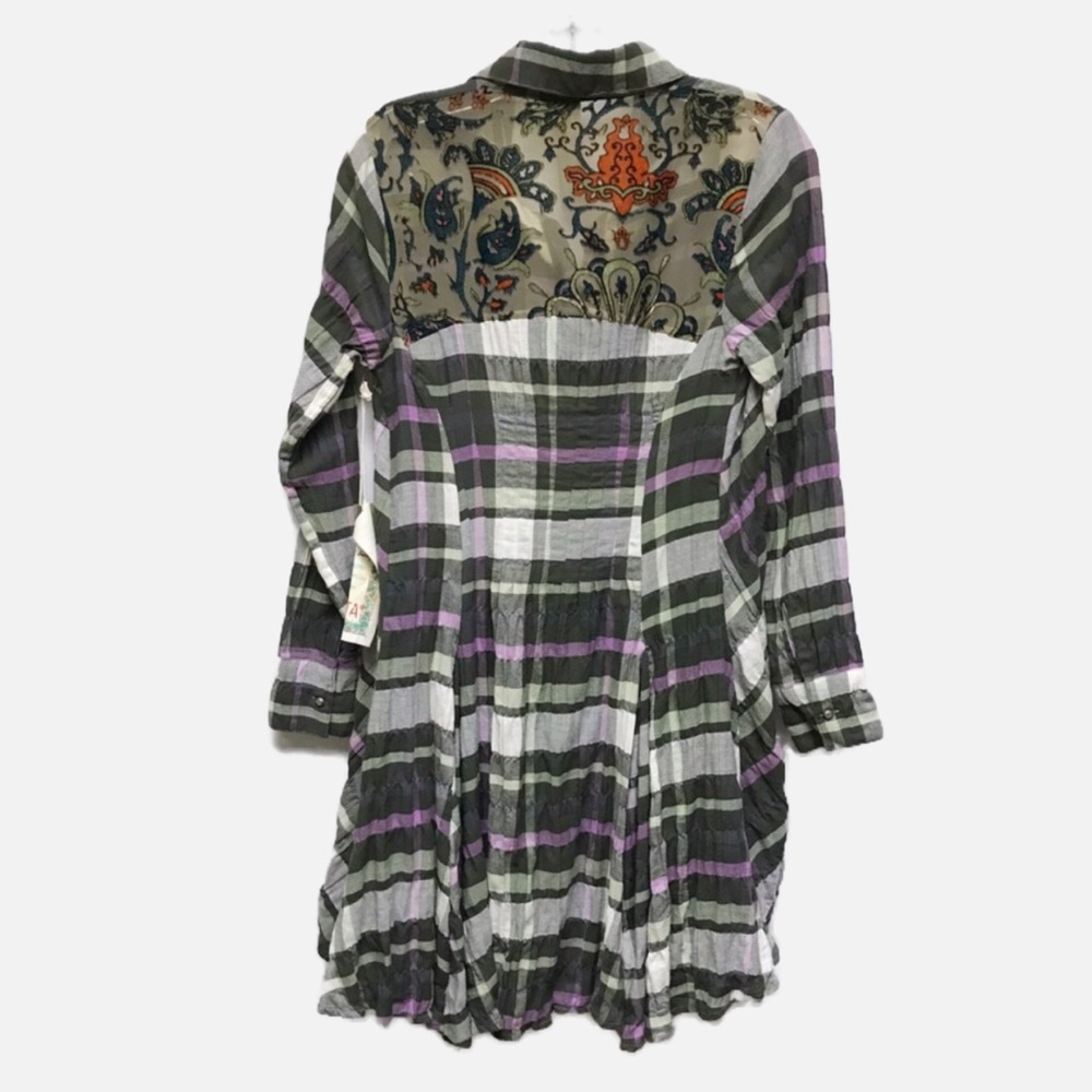 Aratta Silent Journey Plaid Mini Shirt Dress XS